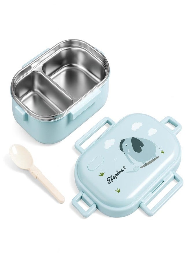 QLECT Kids Star Stainless Steel Lunch Box for Kids Adults, PUF Insulation Keeps Food Warm, Food Grade Bpa Free, 2 Compartments with Locking Lid and Steam Valve, Spill Leak Proof(700ml Printed Blue) - Image 1